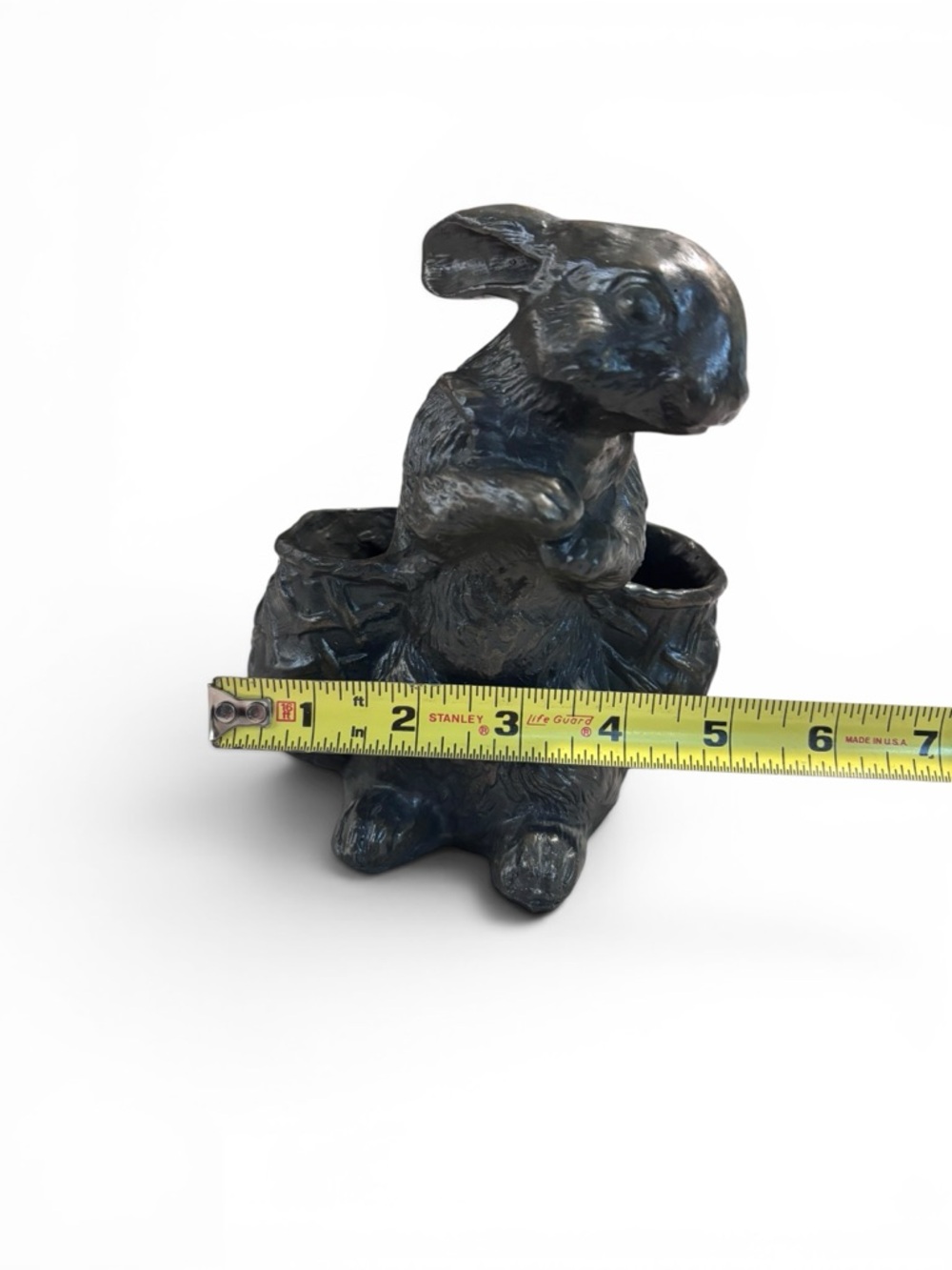 Bunny Rabbit with baskets. Decorative resin dark Bunny Planter 6.5” x 5” - Picture 11 of 11